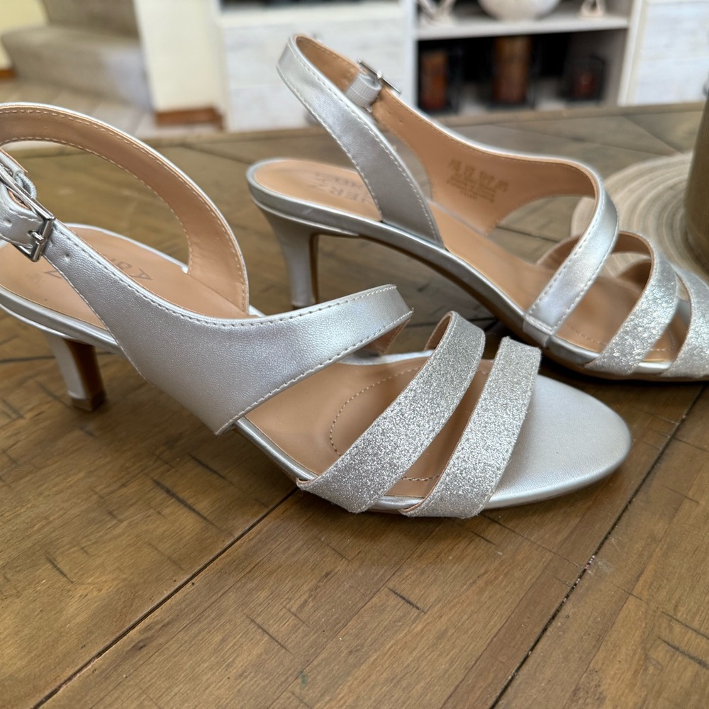 Naturalizer Silver Strappy Heels